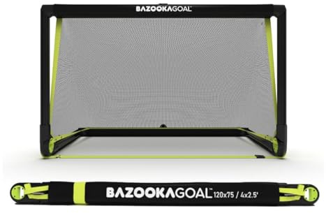 BazookaGoal Original Solid Frame Pop-Up-Tor - Zusammenklappbares Mini-Fußballtor für Kinder und Erwachsene - Tragbares Fußballtor - Einfache Montage & Stabilität (1,20 x 0,75 m)