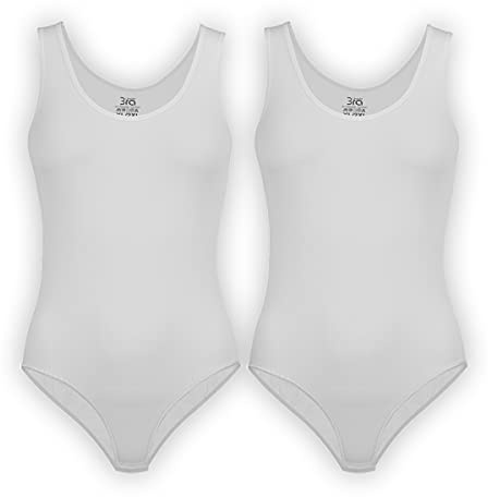 UnsichtBra 2er Set Body Damen Weiß | Komfortträger Damenbodys | Wohlfühl Body Damen Unterwäsche Weiss (2 x Weiss, M-L)