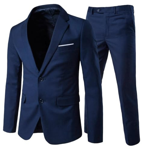 Allthemen Anzug Herren Anzug 2 Teilig Slim Fit Herrenanzug Hochzeit Anzüge Herren Modern Sakko für Business Dunkelblau(2 Knöpfe) M