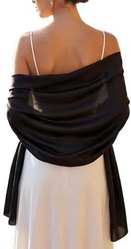 RIIQIICHY Stola Damen Festlich für Abendkleid Hochzeit Schwarz Schal Tücher Schultertuch Sommer