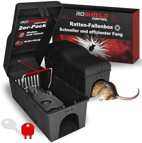 Roshield Rattenfalle Killer Box - Einfach einzustellende Sicherheitsbox für Haus, Schuppen & Garage Kontrolle & Behandlung (Professionelle Qualität, 2er Pack)