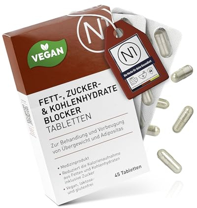 N1 Fettblocker + Zucker & Kohlenhydrate-Blocker Medizinprodukt zur Behandlung & Vorbeugung von Übergewicht - Diät, abnehmen Tabletten schnell