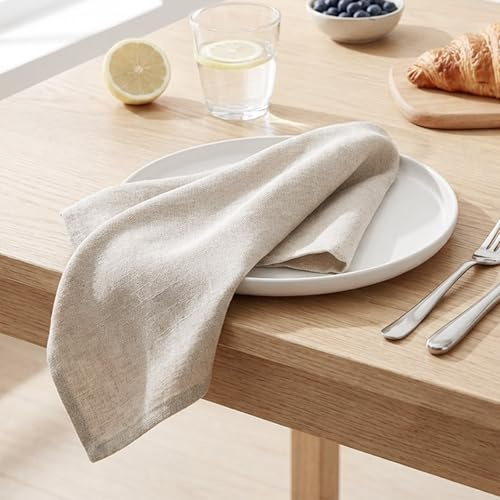 10 Stück Leinenservietten Stoffservietten,Servietten Beige,Naturleinen Stoffservietten Leinen für Hotel,Restaurant,Zuhause und Küche,Maschine Waschbar（40 x 40 cm）