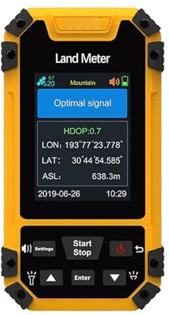 GPS-Landmessgerät, Tragbares Landflächenmessgerät GPS-Landmessgerät mit 2,4-Zoll-Farbbildschirm, GPS-Geräte für Landvermessungsgeräte für Bergiges Land, Hang und Flaches Feld