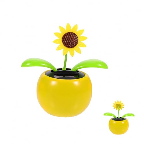 Toyvian Solar Sonnenblume für das Auto-Armaturenbrett – Tanzende Wackelfigur Solarbetriebene Dekoration für Autoinnenausstattung Schreibtisch, 11x7x7cm