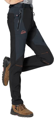 Rdruko Skihose Damen Wasserdicht Winterhose Gefüttert Warme Softshellhose Winter Outdoorhose Winddicht Thermohose für Outdoor-Aktivitäten (Schwarz, M)
