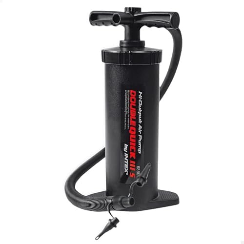 Intex Double Quick 3 S Hand Pumpe - Luftpumpe - 37 cm - Mit 3 Düsenaufsätze 68605 Schwarz L