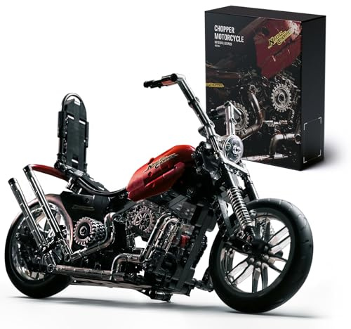 Nifeliz Chopper Motorrad Modell-Bausatz für Erwachsene Männer, Klemmbausteine Motorrad zum Bauen & Ausstellen, Retro Dekoration, Fahrzeug-Modell Geschenke (NF10308, 572 Teile)