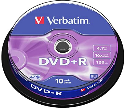 Verbatim DVD+R 4,7GB - 16-fache Brenngeschwindigkeit - Kratzschutz - hohe Lebensdauer - DVD-Rohlinge - 10er Pack Spindel
