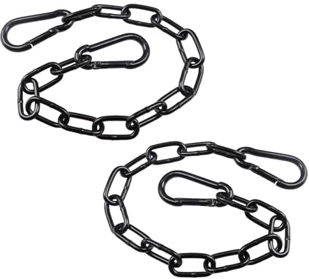 Yphzmtz 2 Stück Edelstahl Ketten mit Karabiner, Stahlkette 0.5m Kette Edelstahl Gliederkette 3mm, Starke Verlängerungskette für Hängesessel, Zauntore, Haustiere, Gartentore (Schwarz)