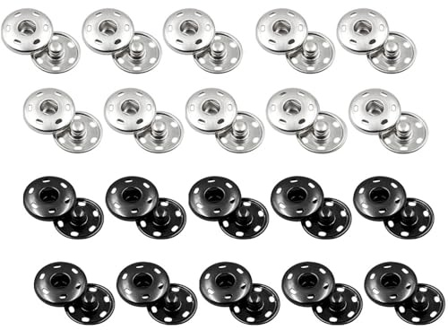 20 Sätze Annähen Druckknöpfe aus Metall, 12mm Snaps, Druckknopf Nähen, für Kleidern, Blusen, Handwerk, DIY, Handtasche