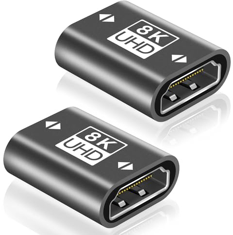 BRV Explorer HDMI Kupplung 8K 2 Pack, HDMI Buchse auf Buchse Verbinder 2.1, HDMI Verlängerung Adapter Kompatibel mit 8K@60Hz/ 4K@120Hz UHDHDR eARC 3D Dolby, für Laptop, HDTV, PC, Monitor, Roku TV