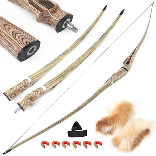 60/62/64 Zoll Takedown-Longbow, 20-50 Lbs, traditioneller Holz-Dreieckbogen, rechte Hand, für Jagd, Zielschießen und Training‌(60 Zoll,20Lbs)