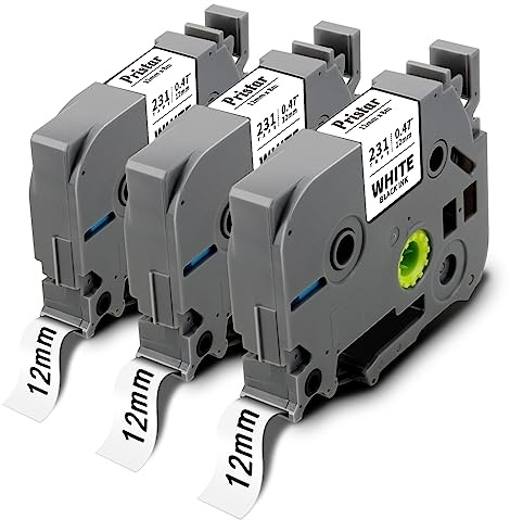Pristar 3x Kompatibel für Brother P-touch Bänder für TZe-231 TZe231 TZ-231 TZe 12mm Schriftbänder für Brother P-Touch H100R H100LB H105 H110 H101 H107B D210 H100LB D410 H200 1000