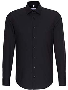 Seidensticker Herren Mens Slim Longsleeve Cotton Business Shirt, Schwarz(675198), 40 EU