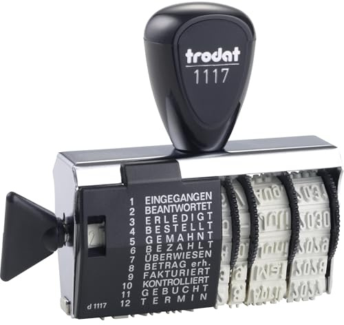 Trodat Classic 1117 – Datumsstempel mit Wortband, Deutsche Monate, Abdruck ca. 6 x 56 mm