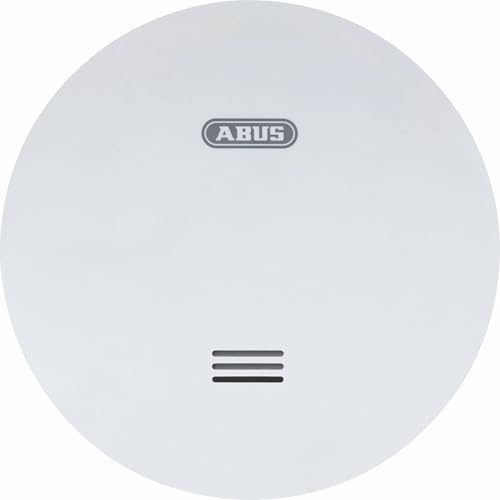 ABUS flacher Rauchmelder RWM160 - mit 10-Jahres-Batterie - Q-Label und DIN EN 14604 geprüft - Blinken bei Nacht reduziert - Weiß