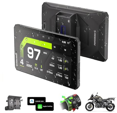 RiderNav R7M 7 Wireless CarPlay & Android Auto für BMW Motorräder – Native Wonder Wheel- und Actionkamera-Steuerung | Echtzeit-Datenauslesung (TPMS/RPM) | OTA-Updates | 1200-Nit IP69K GPS | NAV Prep