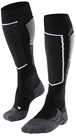 FALKE Herren Skisocken SK2 Intermediate M Kh Wolle Funktionsmaterial warm dick 1 Paar, Schwarz Black-Mix 3010, 46-48