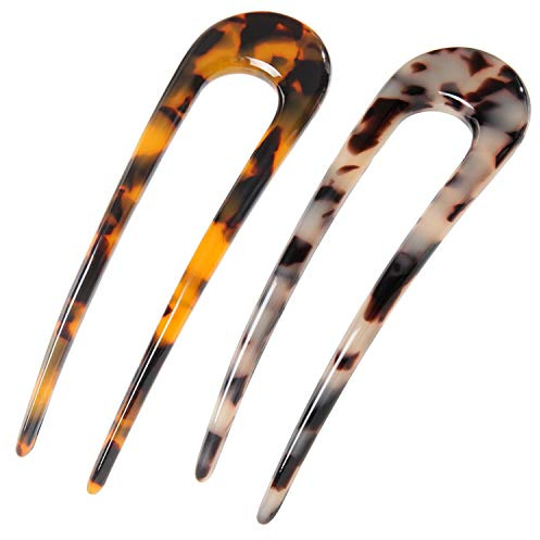 2 Stück French Hair Pin French Twist Haarnadel Große Französische Pin | U-Förmige Acetat French Pin Twist Hair Pin French Haarnadel Französischer Große Haarnadeln Für Damen Haar Styling