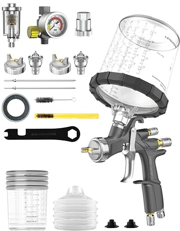 InoKraft D1 LVLP Luftspritzpistole,625 ml Einweg-Farbbechern | einfach zu bedienen, Farbpistole für Autos und Haus, DIY-Malerei, 1,3/1,5/1,7 mm Düsen, mit Farbsprühzubehör