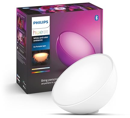 Philips Hue White & Color Ambiance Go Tischleuchte (530 lm), dimmbare LED Leuchte für das Hue Lichtsystem mit 16 Mio. Farben, smarte Lichtsteuerung über Sprache oder App, weiß