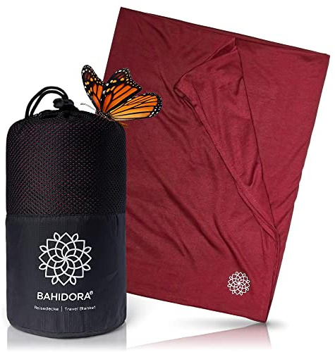 Bahidora® Reisedecke Ultraleicht Warm 200x150cm. Camping Decke Outdoor aus Coolmax Material - ideal als Reise Zubehör. Geringes Packmaß, weich und atmungsaktiv, Sleeping Bag