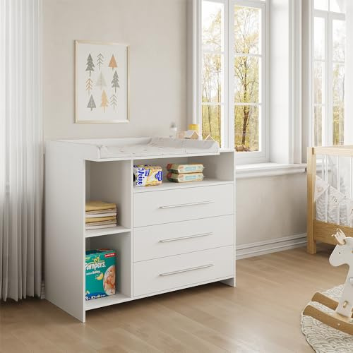 Vicco Wickelkommode Paula, Weiß, 110 x 93.5 cm | mit Wickelaufsatz, für flexiblen Einsatz als Wickel- oder Aufbewahrungsmöbel