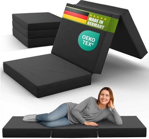 SHOGAZI Klappmatratze 90x200 x 12 cm, Gästematratze klappbar Made in Germany, Faltmatratze VERGLEICHSSIEGER, ultimativer Schlafkomfort, einfaches Waschen, Faltbare Matratze (Anthrazit)