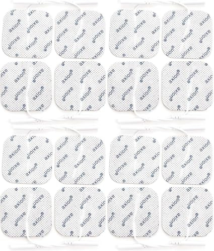 axion® - 16 TENS Elektroden Pads 5x5 cm I Wiederverwendbare Klebeelektroden für TENS Gerät & EMS Trainer I Sehr gute Haft- Leitfähigkeit, 2mm Steckanschluss I Zertifiziertes Medizinprodukt
