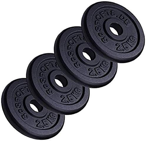 ScSPORTS 10 kg Hantelscheiben-Set, 4x 2,5 kg, Gusseisen Gewichte, 30/31 mm Bohrung