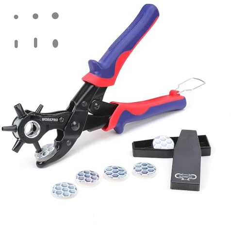 WORKPRO Revolverlochzange Lochzange Gürtel Leder Gürtel Puncher 255 MM Locher Rund 3,5-4-4,5 MM Rechteckige 6,6-7,5 MM OVAL Lochpfeifen 6,1 MM