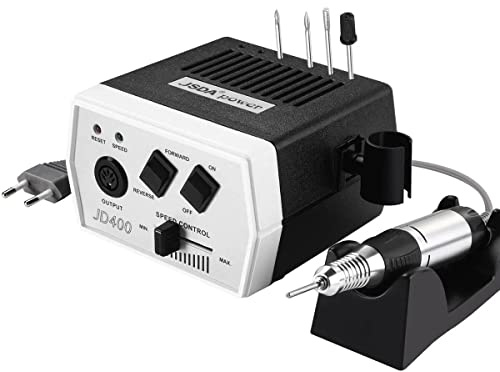 Nagelfräser elektrisch JSDA® JD 400, Profi 30000 U/Min, Set Nagelfeile Maniküre Pediküre Gelnägel, Fräser inkl 4 Aufsätzen, Acrylnägel, 4 Bits, Hornhautentferner, Privat &Studio