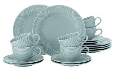 SELTMANN WEIDEN Kaffeeservice 18-teilig BTR - Beat - Form: Rund mit Rillenrelief - moderner Stil - Arktisblau - Color Glaze