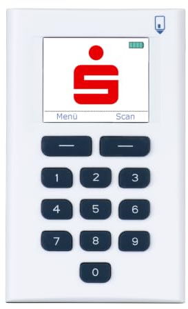HeiTrade Digipass 882 QR Chip-TAN-Generator, Foto, für Online-Banking | Nur für Sparkasse, BW-Bank, und DKB (DKB nur mit der kostenpflichtigen Girocard), Weiß/Blau