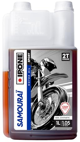 IPONE – Samourai Racing Erdbeere Motoröl ZT Motorrad – Vollsynthetisch mit Ester – Hochleistungs-Schmierstoff – 1 Liter Dosierkanister