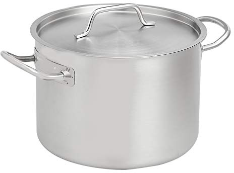 Amazon Basics Suppentopf mit Deckel, Edelstahl mit Aluminiumbeschichtung, 9,5 l, Silber