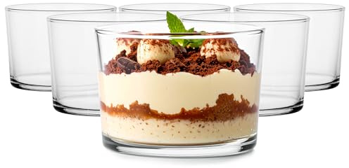 Glasmark KROSNO 1992 Eisbecher Glas 6 Stück 150 ml Eisschale Dessertschale Glasschale Spülmaschinenfest, Durchsichtig