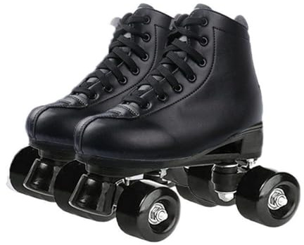 BMOZRM Doppelreihe Rollschuhe Damen Und Männer Schick Rollschuhe Vier Räder Rollerskates Draussen Sport Roll Schuhe for Erwachsene (Color : Black+Black Wheel, Size : 43 EU)