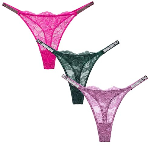 Maeau 3er Pack String Spitze Sexy Tanga Niedrig Taille Unterhosen EU XS-L