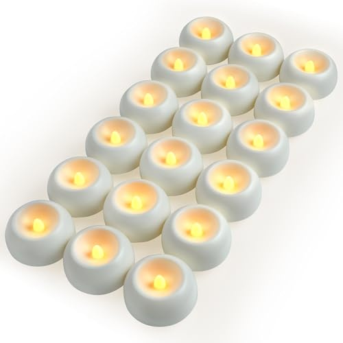 JVURICE 18 Stück LED Schwimmkerzen Warmweiß, 6cm Wasserdichte Schwimmende Teelichter mit 100h Brenndauer, Flammenlose Batteriebetriebene Kerzen für Pool Hochzeit Badewanne Brunnen Party Deko