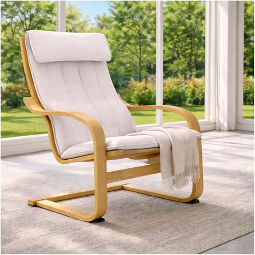 Hometown Market Die strapazierfähige Poang-Stuhlhusse kompatibel mit IKEA Poang-Sessel-Schonbezügen. (Polyester-Flachs-Beige)