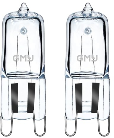 GMY Backofenlampe G9 25W Halogen (230V, 2er-Pack, Stiftsockel, hitzebeständig bis 300°C, warmweiß, dimmbar, geeignet für Backofen, Mikrowelle und Grill, kompatibel mit Bosch, Siemens, Neff, AEG)