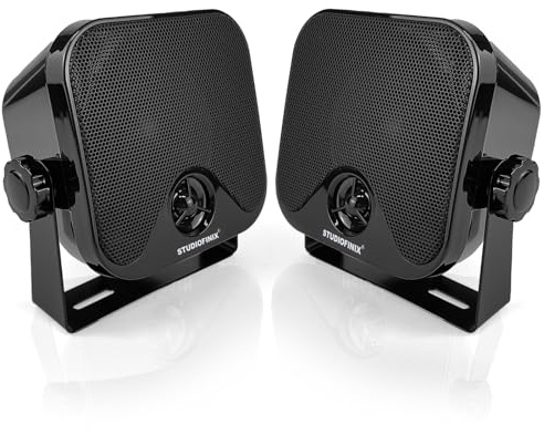 STUDIOFINIX 4-Zoll-wasserdichte Marine-Lautsprecher 120W 2-Wege Heavy Duty für Außenbereiche, Boote, ATV, UTV, Jeep, Golfcart, Traktor (SCHWARZ)
