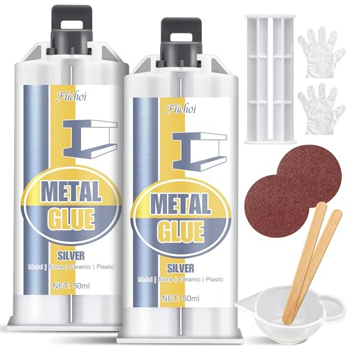 Metallkleber Extra Stark 100ml - 2 Komponenten Flüssigmetall Kleber zur Schweißen ＆ Reparieren von Edelstahl, Aluminium, Keramik, Kunststoffen, Holz, Stein - Wasserfest, Hitzebeständig Kleber