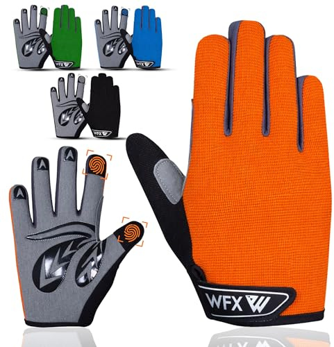 WFX Kinder Fahrradhandschuhe Junior Junge Mädchen Jugendliche, Kinder Touchscreen Anti-Rutsch Reithandschuhe für Outdoor-Sport, Rennrad, Mountainbike, Gel-Polsterung Fahrrad Vollfingerhandschuhe