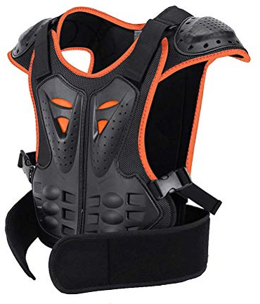 Kinder-Weste, Brust-, Wirbelsäulenschutz, Rückenstütze, Schutzjacke, Schutzjacke für Motorrad, Dirtbike, Motocross, Skifahren, Snowboarden (Orange, M)