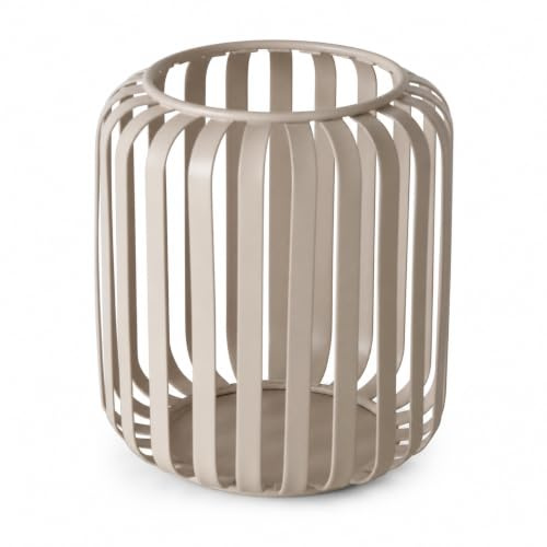 Viki Windlicht Beige Metall Teelichthalter Kerzenhalter Rund Modern Tischdekoration Wohndekoration Kerzenständer 10 x 12 cm