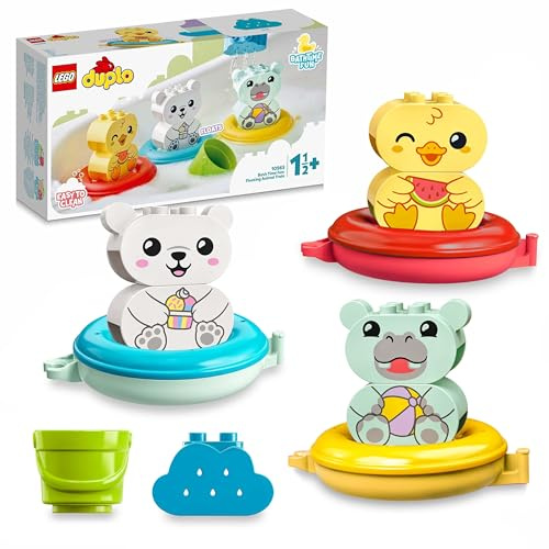 LEGO DUPLO Badewannenspaß: Schwimmender Tierzug - Badespielzeug für Kleinkinder - Motorikspielzeug für Jungen und Mädchen ab 1 Jahr - mit Nilpferd, Ente und Eisbär Minifiguren - Kinder Geschenk 10965