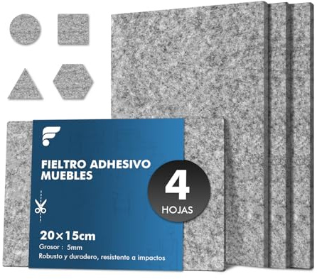 shinfly Filzgleiter Selbstklebend zum Zuschneiden 4 Stück 20x15 cm 5mm Grau | Filzgleiter für stühle, Möbelgleiter für schwere Möbel - Sofa, Bett, Haushaltsgerät Bodenschutz für Parkett Laminat Fliesen